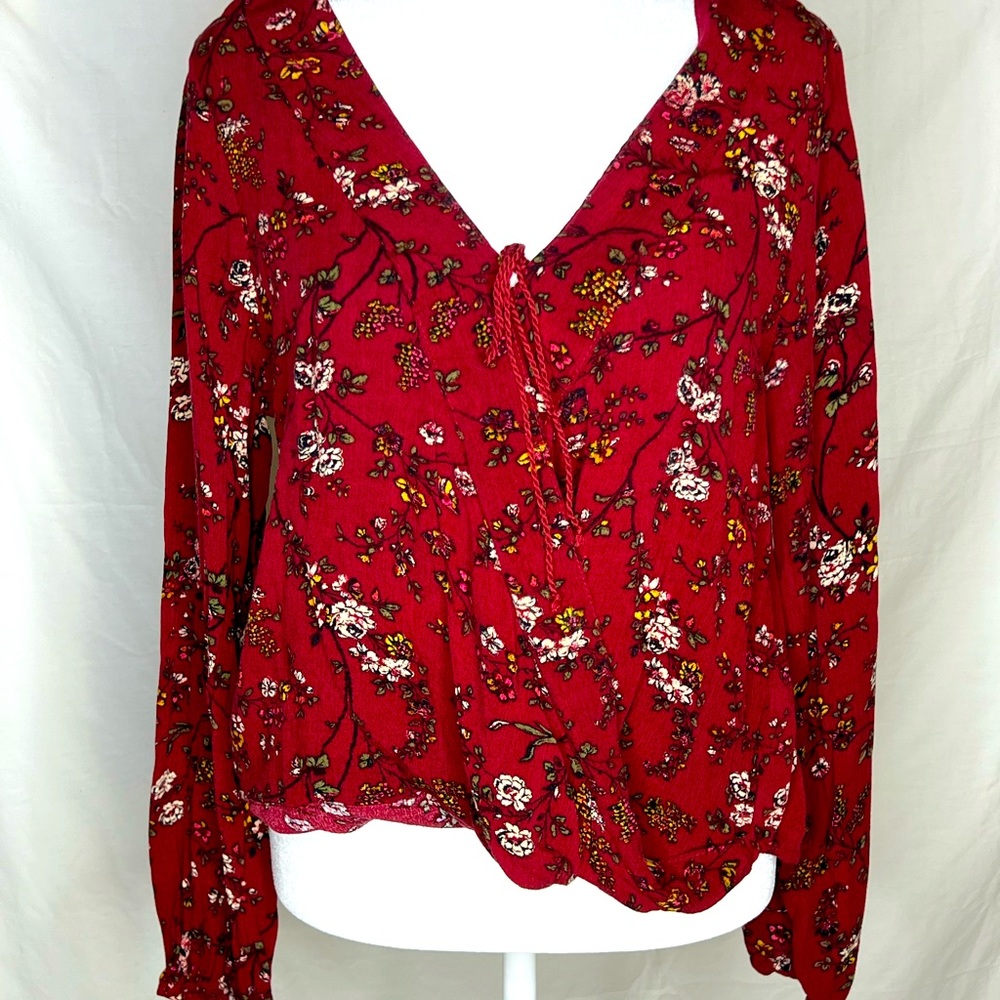 Mossimo Red Floral Blouse